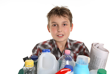 Image showing Boy with recycling