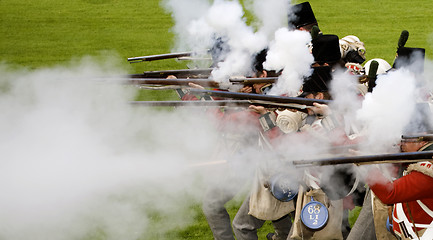 Image showing soldiers shooting with blackpowder