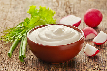 Image showing sour cream and vegetables