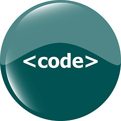 Image showing Code sign icon. Programming language symbol. Circles buttons