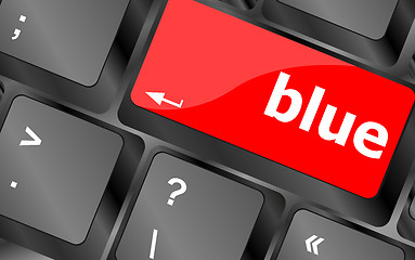 Image showing blue button on computer pc keyboard key