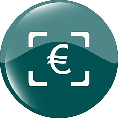 Image showing Currency exchange sign icon. Currency converter symbol. Money label. shiny button. Modern UI website button