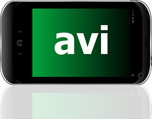 Image showing Web development concept: smartphone with word avi on display