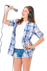 Image showing Girl with microphone