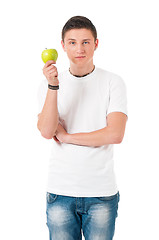 Image showing Man with green apple