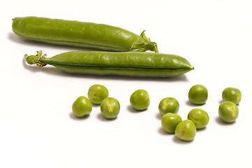 Image showing Green peas and pods