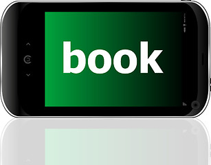 Image showing business concept: smartphone with word book on display