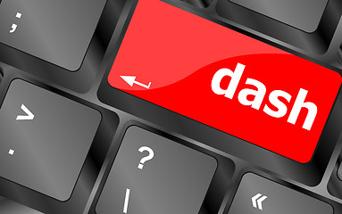 Image showing dash word on keyboard key, notebook computer button