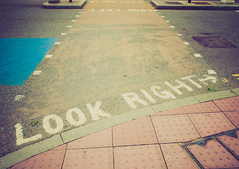 Image showing Retro look Look Right sign