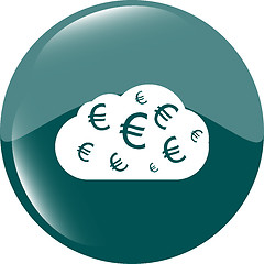 Image showing web icon cloud with euro sign, web button isolated on white