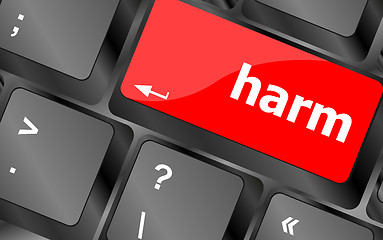 Image showing harm word on computer pc keyboard key