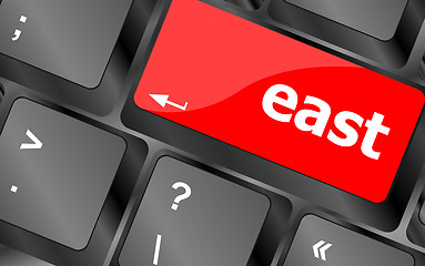 Image showing east word on computer pc keyboard key