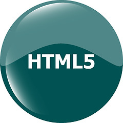 Image showing html 5 sign icon. Programming language symbol. Circles buttons