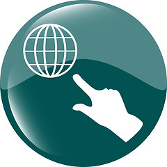 Image showing Internet sign icon with people hand. World wide web symbol. Circles buttons