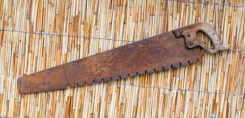 Image showing Very old rusted saw 