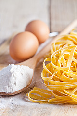 Image showing  tagliatelli, flour and eggs