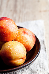 Image showing fresh nectarines with water drops