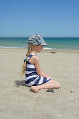 Image showing Blonde little girl on the beach