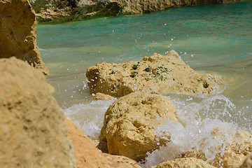 Image showing Splashes from the waves on the rocks