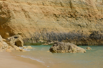 Image showing Colorful rocks on ocean