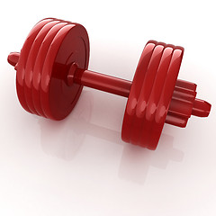 Image showing Colorful dumbbells on a white background