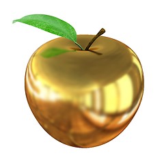 Image showing Gold apple isolated on white background. Series: Golden apple un