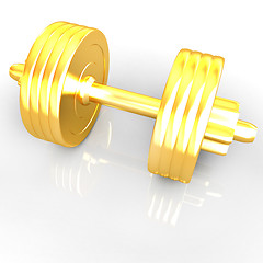 Image showing Gold dumbbells on a white background