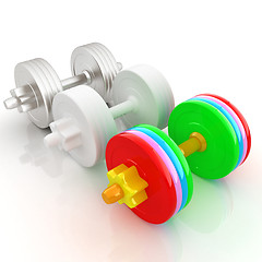 Image showing Colorfull dumbbells on a white background