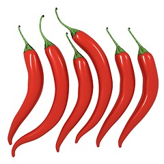 Image showing Hot chilli pepper set isolated on white background