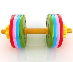 Image showing Colorful dumbbells on a white background