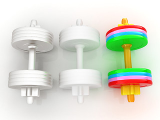 Image showing Colorfull dumbbells on a white background