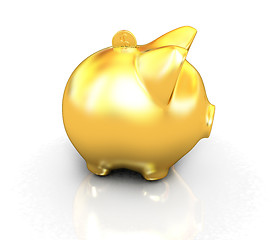 Image showing Financial, savings and business concept with a golden piggy bank