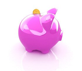 Image showing Glossy pink piggy bank