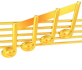 Image showing 3D music note on staves on a white 