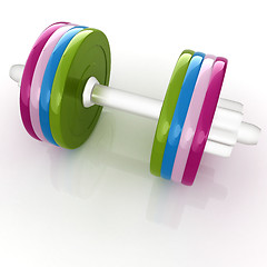 Image showing Colorful dumbbells on a white background