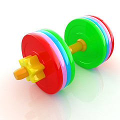 Image showing Colorful dumbbells on a white background