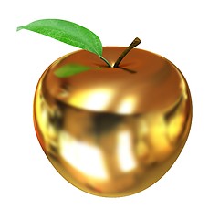 Image showing Gold apple isolated on white background. Series: Golden apple un