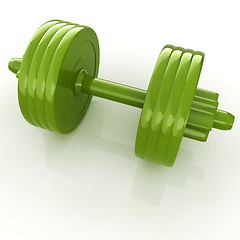 Image showing Colorful dumbbells on a white background