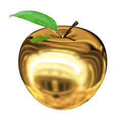 Image showing Gold apple isolated on white background. Series: Golden apple un