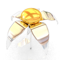 Image showing Chrome flower with a gold head 