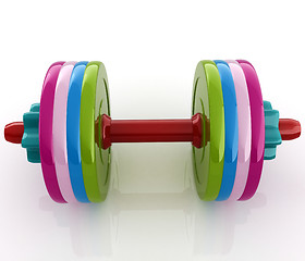 Image showing Colorful dumbbells on a white background