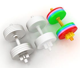 Image showing Colorfull dumbbells on a white background