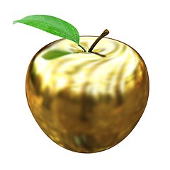 Image showing Gold apple isolated on white background. Series: Golden apple un