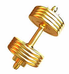 Image showing Gold dumbbells isolated on a white background