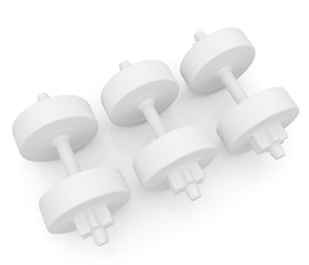 Image showing White dumbbells on a white background