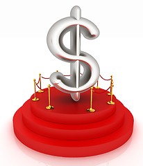 Image showing Dollar sign on podium. 3D icon on white background 