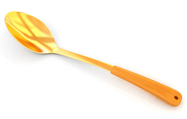 Image showing gold long spoon on white background 