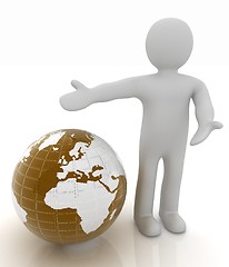 Image showing 3d people - man, person presenting - pointing. Global concept wi