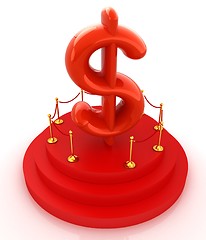 Image showing Dollar sign on podium. 3D icon on white background 