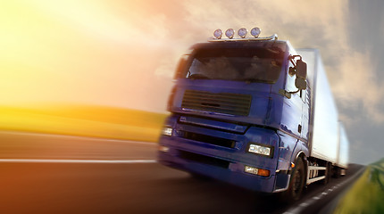 Image showing truck driving at dusk/motion blur